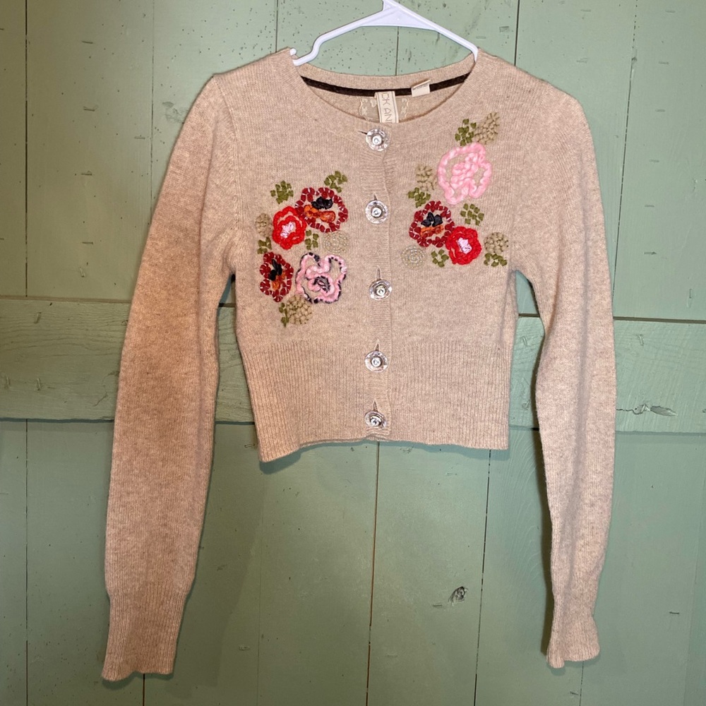 Y2K Nick and Mo Embroidered Wool Cardigan